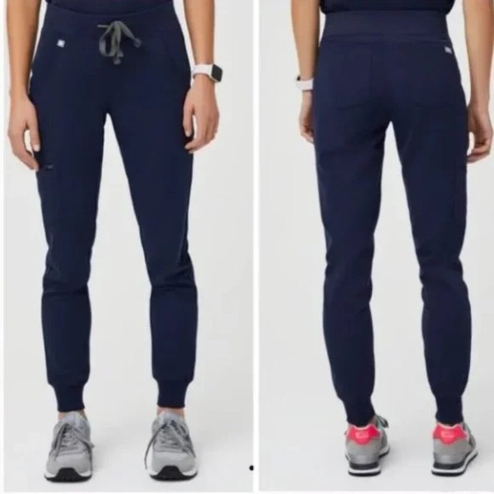 Figs Technical Collection Zamora High Waisted Jogger Scrub Pants Navy Medium